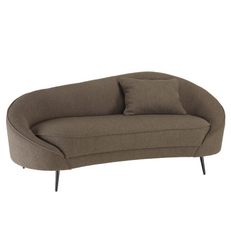 LEOPOLD - Bank 3 zits taupe bouclé stof gebogen rugleuning metalen poten LEOPOLD